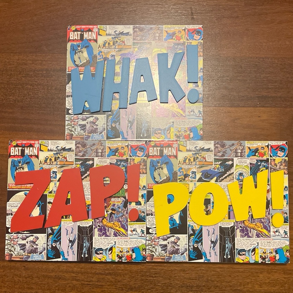 3 piece picture set batman ZAP! WHAM! POW! Marvel comics wall art